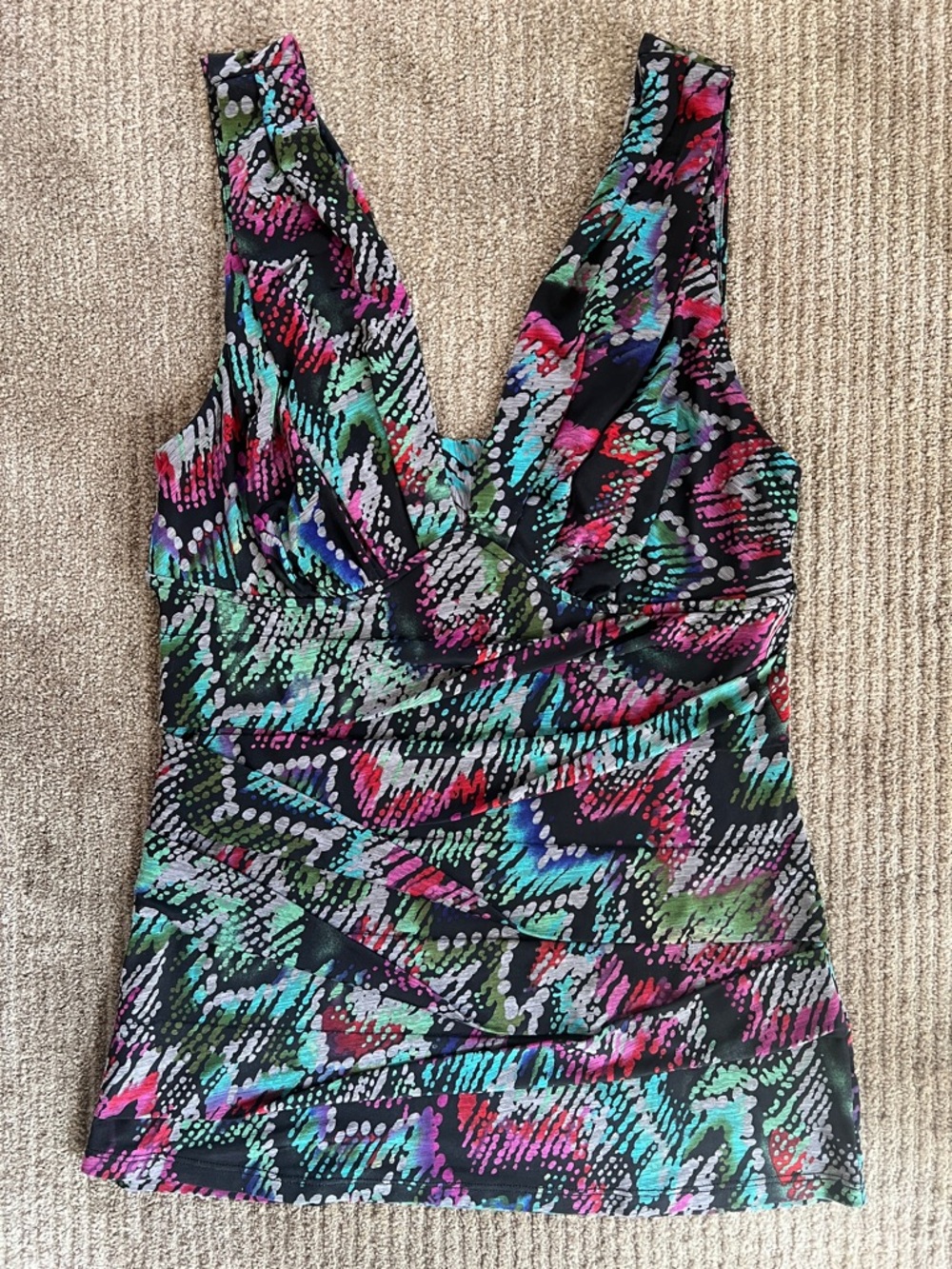 Bisou Bisou V-Neck Multi-Color Women’s Tank Top